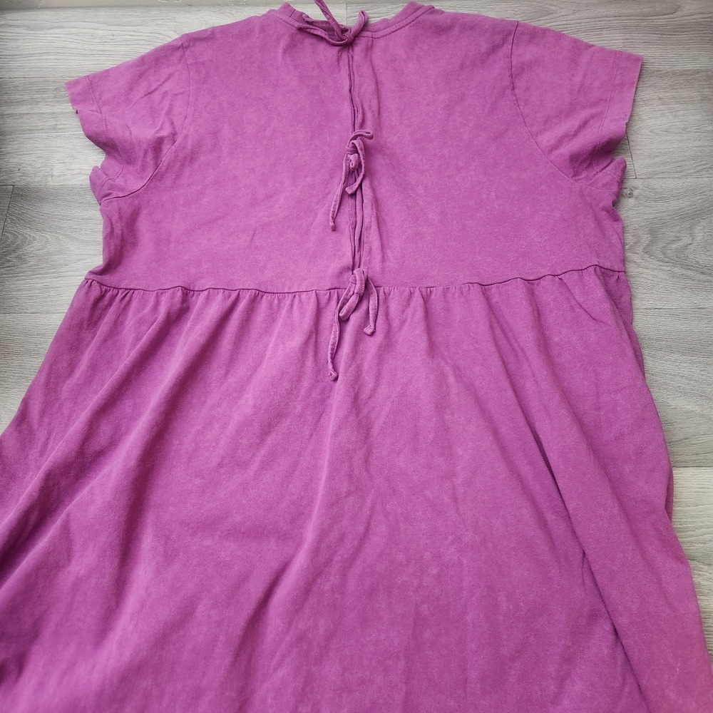 ASOS Curve Purple Maxi T Shirt Dress Size 18 Acid Wash Smock Tie Back Detail - Picture 10 of 13